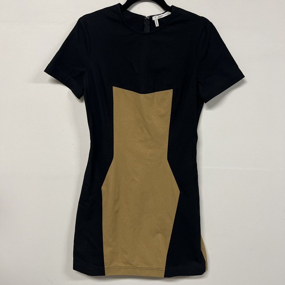 Derek Lam 10 Crosby Dress Womens Size 8 Black Cream Colorblock Cotton Poplin